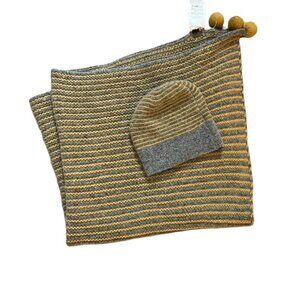 Babe & Tess Alpaca Knit Blanket And Hat Set 3 Months Yellow Green